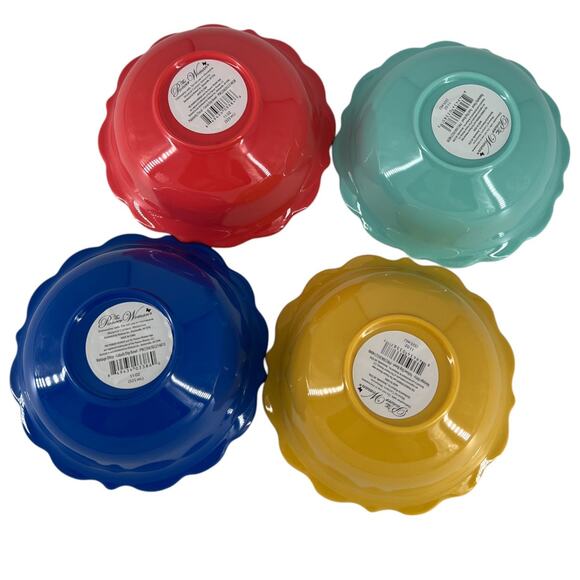 Pioneer Woman Ditsy Painterly Melamine Dip Snack Fruit Dessert Bowls 11oz Set 4 - Picture 3 of 15